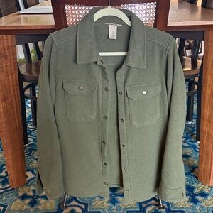 Duluth Trading Co Olive Fleece Shirt Jacket